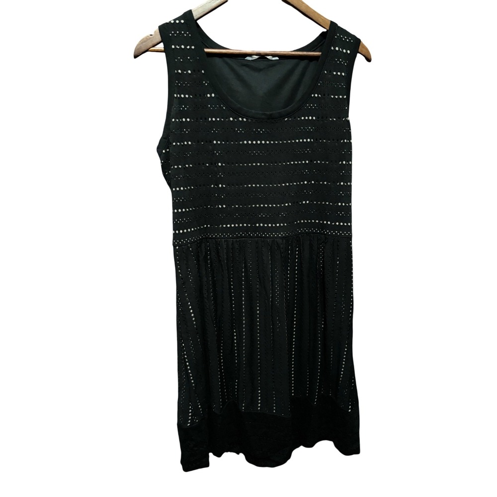 Sleeveless Dress Black Eyelet Lined Casual Summer Womens